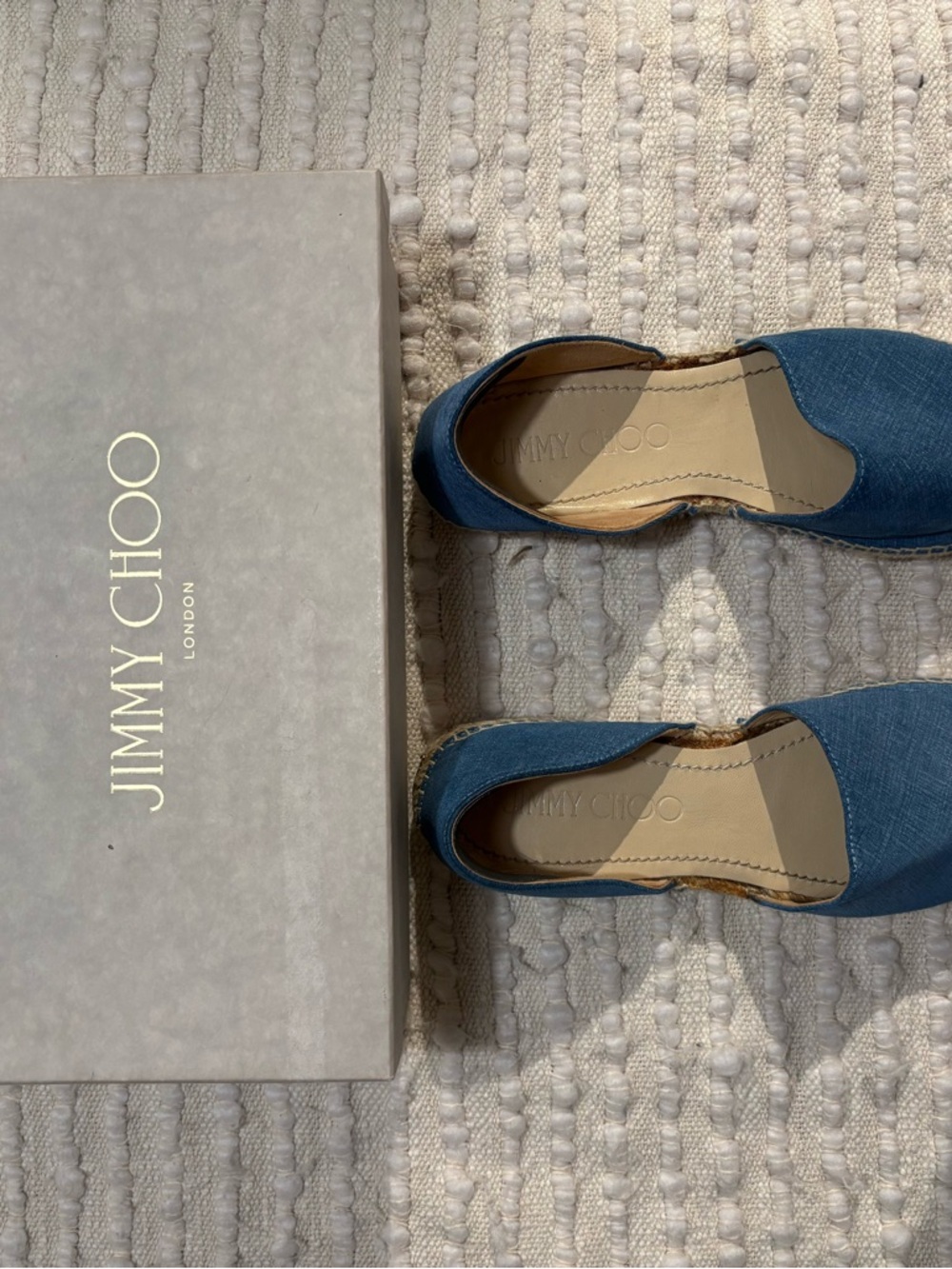 Jimmy Choo Denim Blue Espadrille Slip-Ons